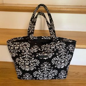 Floral Black and White Tote Bag